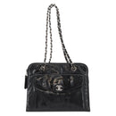 CHANEL Chain Shoulder Bag Patent leather Black Silver CC Auth ka3740-13