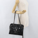 CHANEL Chain Shoulder Bag Patent leather Black Silver CC Auth ka3740-24