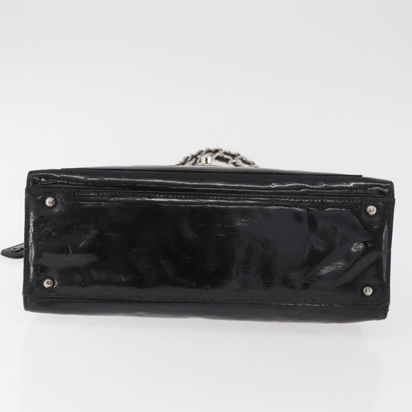 CHANEL Chain Shoulder Bag Patent leather Black Silver CC Auth ka3740