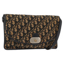 Christian Dior Trotter Canvas Shoulder Bag Navy Gold Auth ka3744-1