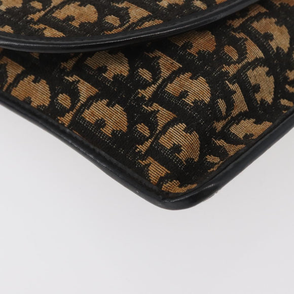 Christian Dior Trotter Canvas Shoulder Bag Navy Gold Auth ka3744