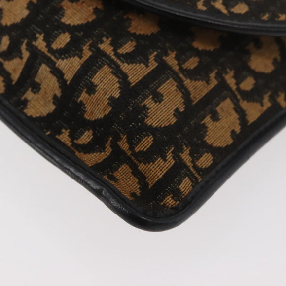 Christian Dior Trotter Canvas Shoulder Bag Navy Gold Auth ka3744