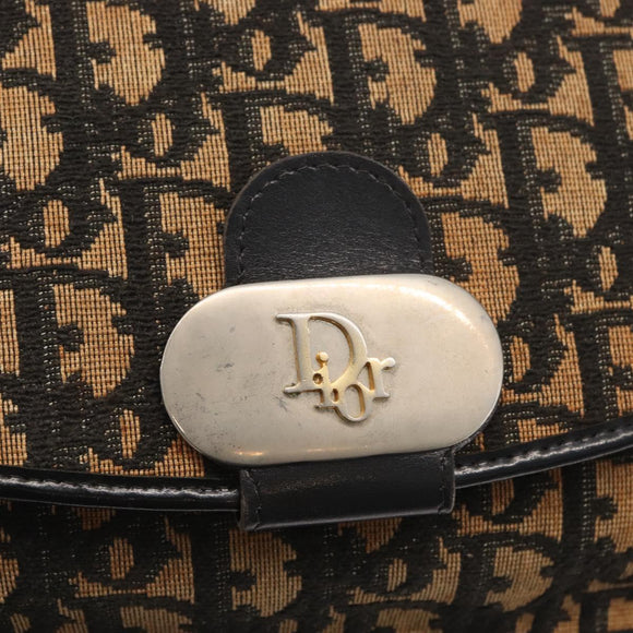 Christian Dior Trotter Canvas Shoulder Bag Navy Gold Auth ka3744