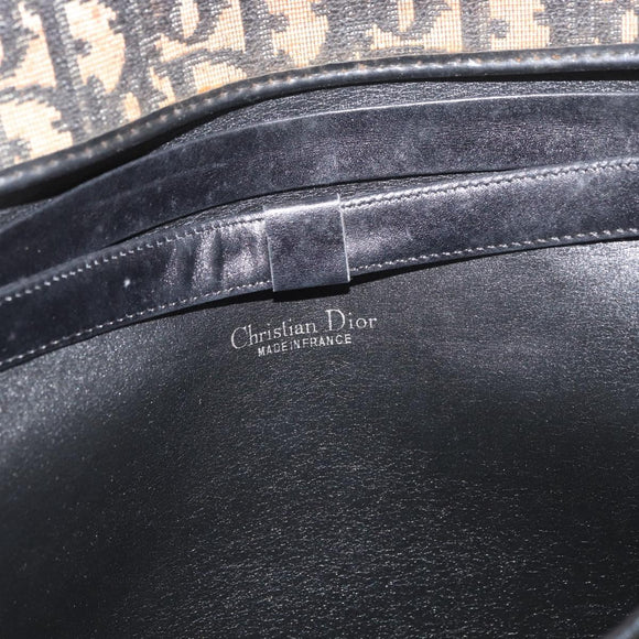 Christian Dior Trotter Canvas Shoulder Bag Navy Gold Auth ka3744