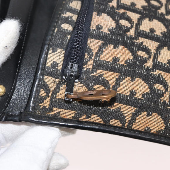 Christian Dior Trotter Canvas Shoulder Bag Navy Gold Auth ka3744