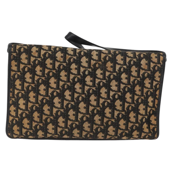 Christian Dior Trotter Canvas Shoulder Bag Navy Gold Auth ka3744