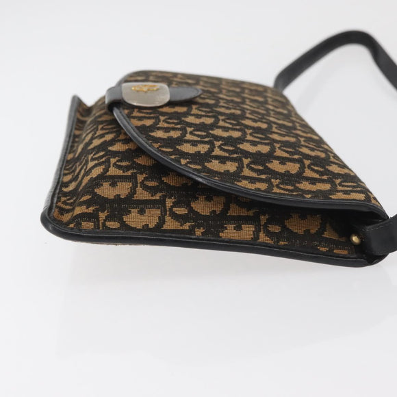 Christian Dior Trotter Canvas Shoulder Bag Navy Gold Auth ka3744