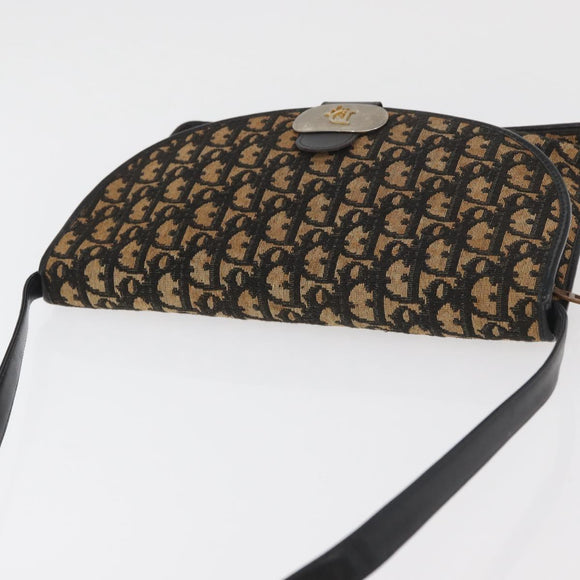 Christian Dior Trotter Canvas Shoulder Bag Navy Gold Auth ka3744