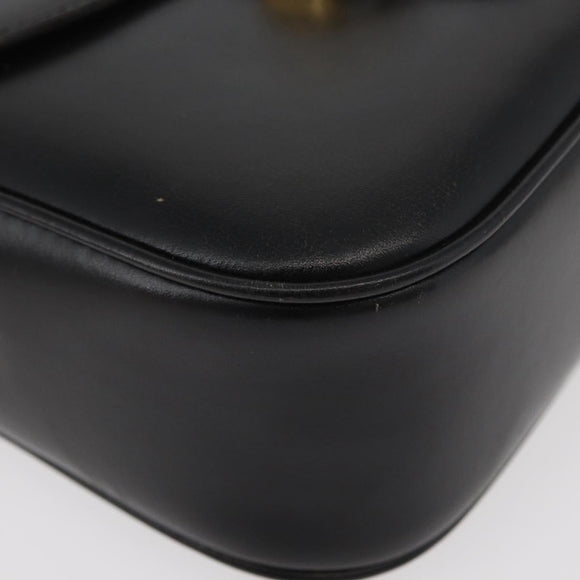 CELINE Shoulder Bag Leather Black Gold Auth ka3749