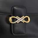 CELINE Shoulder Bag Leather Black Gold Auth ka3749-17