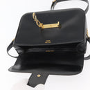 CELINE Shoulder Bag Leather Black Gold Auth ka3749-10