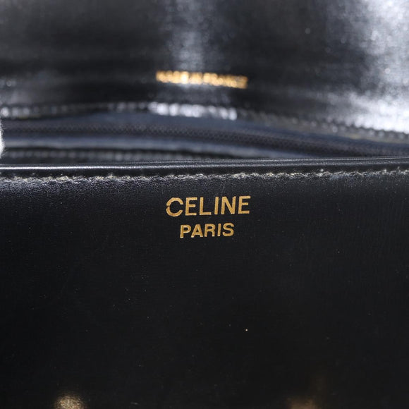 CELINE Shoulder Bag Leather Black Gold Auth ka3749