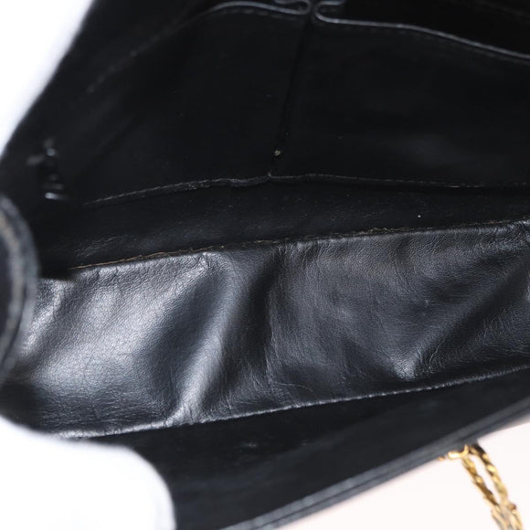 CELINE Shoulder Bag Leather Black Gold Auth ka3749