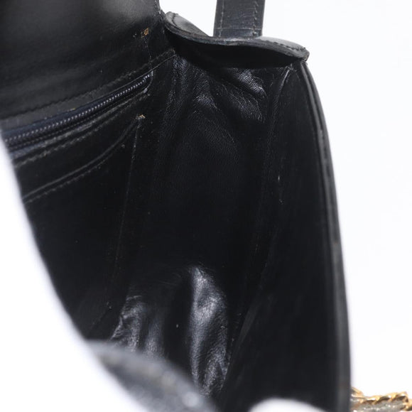 CELINE Shoulder Bag Leather Black Gold Auth ka3749