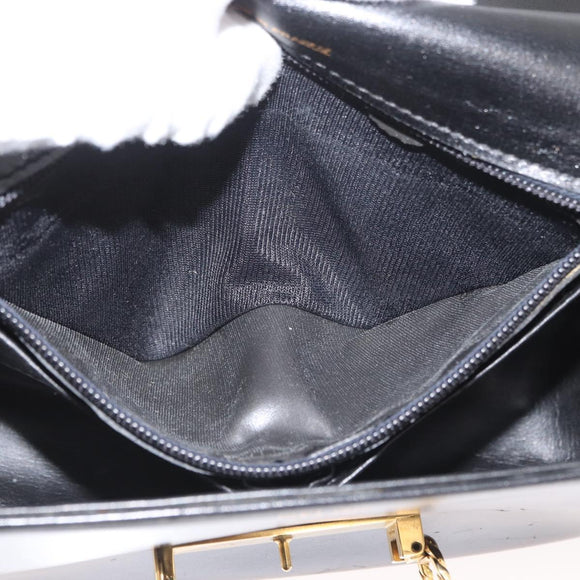 CELINE Shoulder Bag Leather Black Gold Auth ka3749