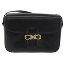 CELINE Shoulder Bag Leather Black Gold Auth ka3749-13