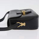 CELINE Shoulder Bag Leather Black Gold Auth ka3749-4