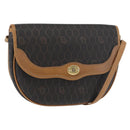 Christian Dior Honeycomb Canvas Shoulder Bag PVC Black Gold Auth ka3752-1