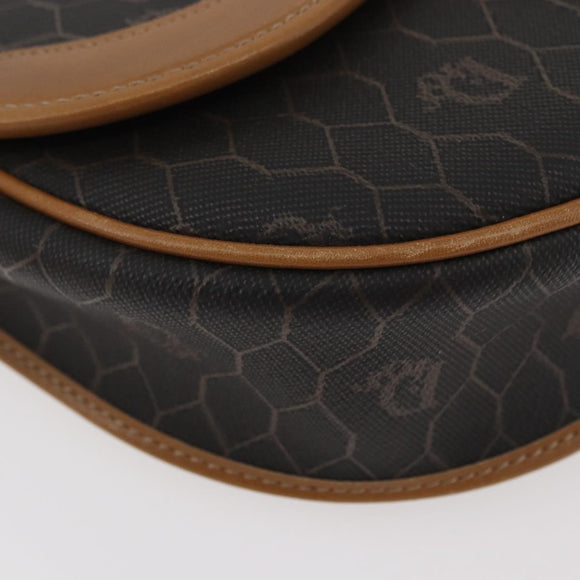 Christian Dior Honeycomb Canvas Shoulder Bag PVC Black Gold Auth ka3752