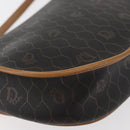 Christian Dior Honeycomb Canvas Shoulder Bag PVC Black Gold Auth ka3752-12