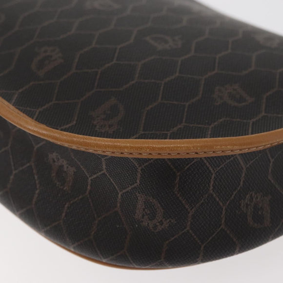 Christian Dior Honeycomb Canvas Shoulder Bag PVC Black Gold Auth ka3752