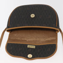 Christian Dior Honeycomb Canvas Shoulder Bag PVC Black Gold Auth ka3752-9