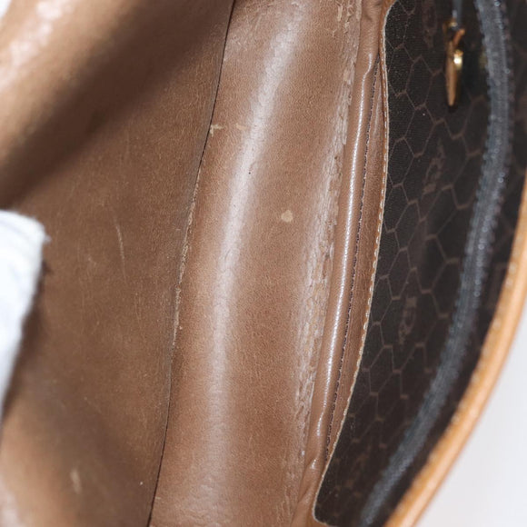 Christian Dior Honeycomb Canvas Shoulder Bag PVC Black Gold Auth ka3752