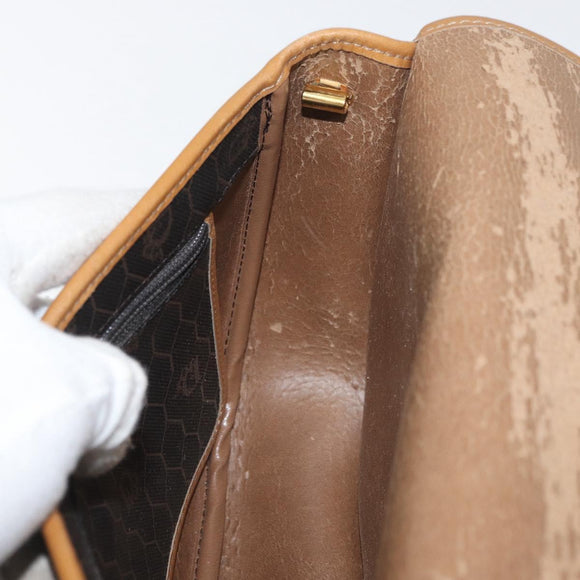 Christian Dior Honeycomb Canvas Shoulder Bag PVC Black Gold Auth ka3752