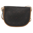 Christian Dior Honeycomb Canvas Shoulder Bag PVC Black Gold Auth ka3752-3