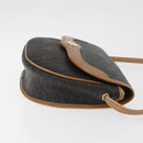 Christian Dior Honeycomb Canvas Shoulder Bag PVC Black Gold Auth ka3752-4