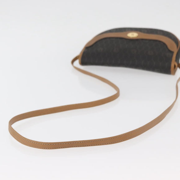 Christian Dior Honeycomb Canvas Shoulder Bag PVC Black Gold Auth ka3752