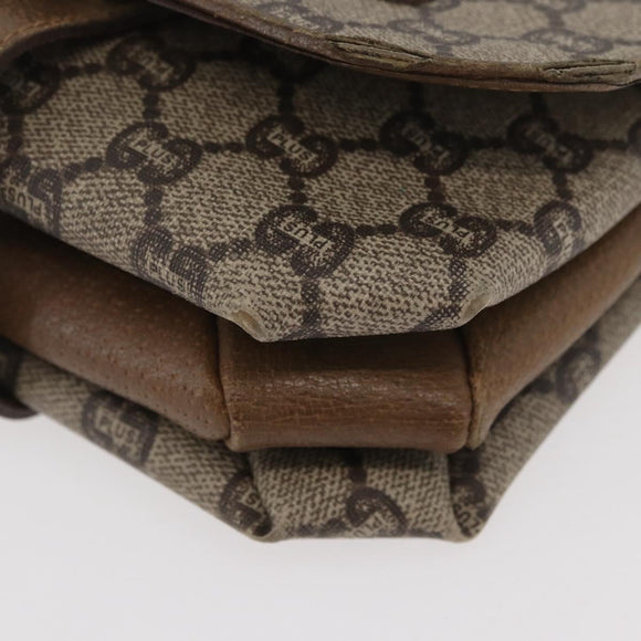 GUCCI GG Plus Supreme Shoulder Bag PVC Beige Gold Auth ka3753