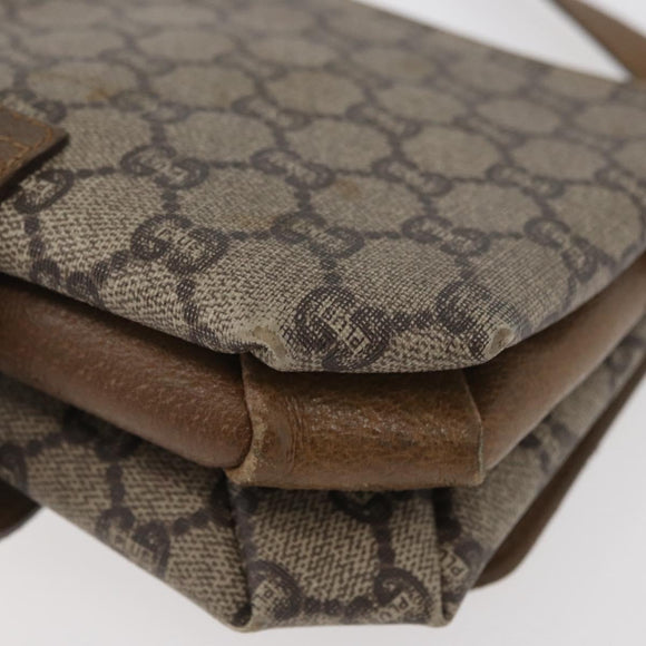 GUCCI GG Plus Supreme Shoulder Bag PVC Beige Gold Auth ka3753