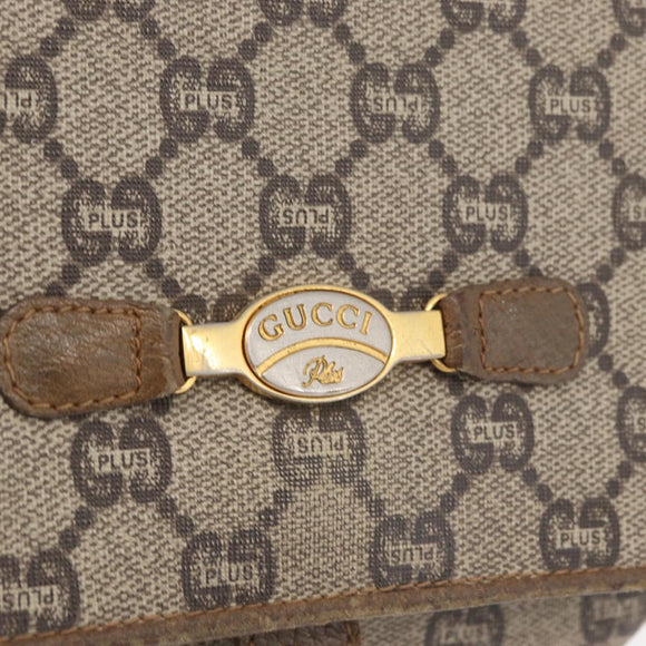 GUCCI GG Plus Supreme Shoulder Bag PVC Beige Gold Auth ka3753