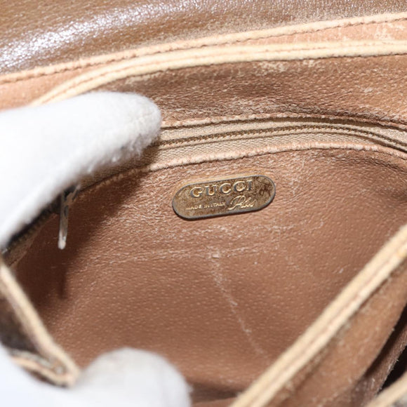 GUCCI GG Plus Supreme Shoulder Bag PVC Beige Gold Auth ka3753