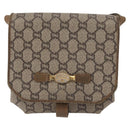 GUCCI GG Plus Supreme Shoulder Bag PVC Beige Gold Auth ka3753-13