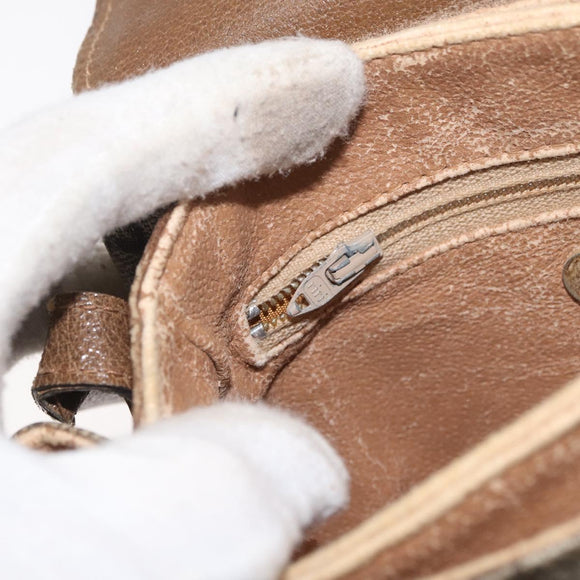 GUCCI GG Plus Supreme Shoulder Bag PVC Beige Gold Auth ka3753