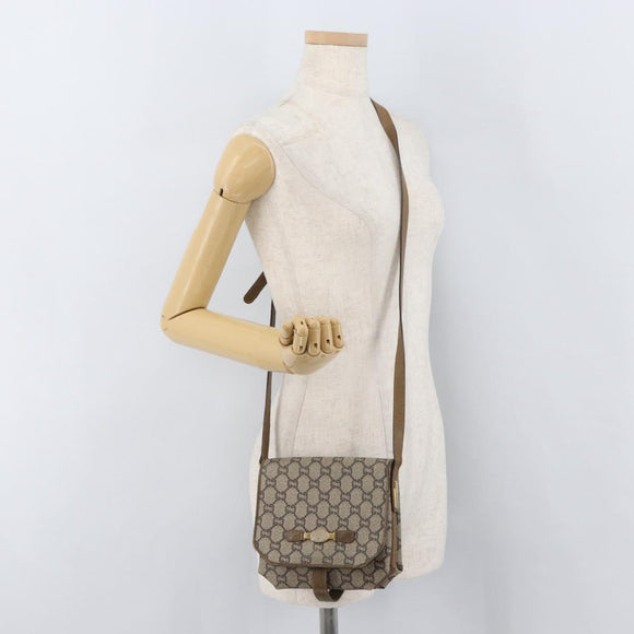 GUCCI GG Plus Supreme Shoulder Bag PVC Beige Gold Auth ka3753