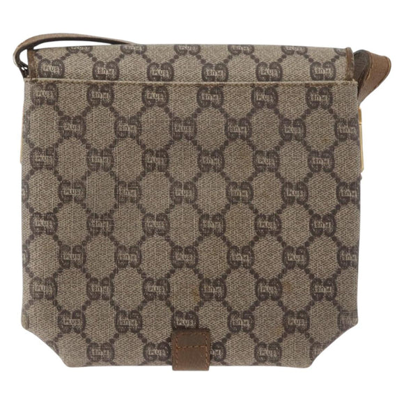 GUCCI GG Plus Supreme Shoulder Bag PVC Beige Gold Auth ka3753