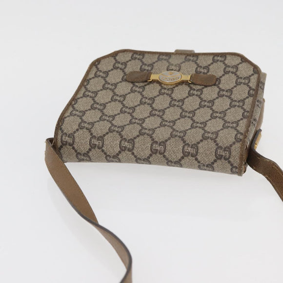 GUCCI GG Plus Supreme Shoulder Bag PVC Beige Gold Auth ka3753