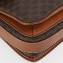CELINE Macadam Canvas Shoulder Bag PVC Leather Brown Gold Auth ka3754-10