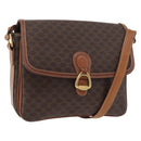 CELINE Macadam Canvas Shoulder Bag PVC Leather Brown Gold Auth ka3754-1
