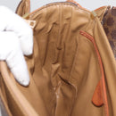 CELINE Macadam Canvas Shoulder Bag PVC Leather Brown Gold Auth ka3754-21