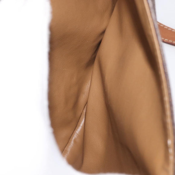 CELINE Macadam Canvas Shoulder Bag PVC Leather Brown Gold Auth ka3754