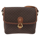CELINE Macadam Canvas Shoulder Bag PVC Leather Brown Gold Auth ka3754-13