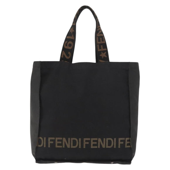 FENDI Tote Bag Canvas Black Auth ka3757