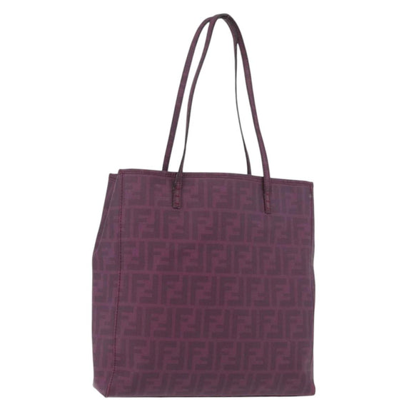 FENDI Zucca Canvas Tote Bag PVC Gold Purple Auth ka3759A