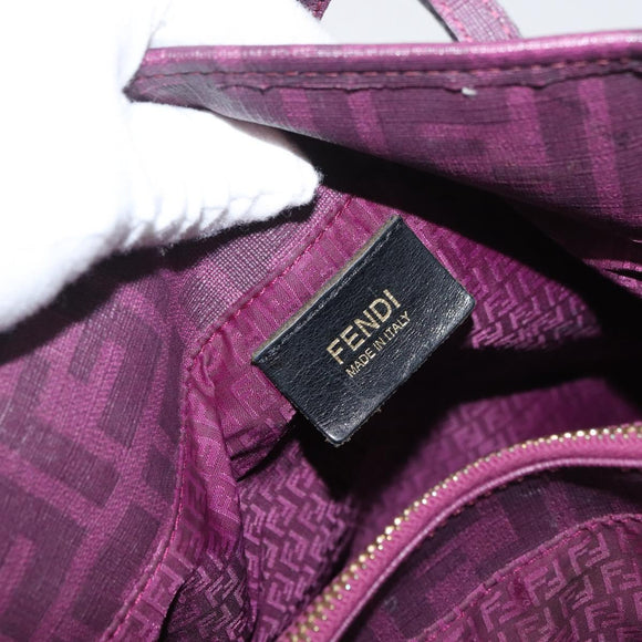FENDI Zucca Canvas Tote Bag PVC Gold Purple Auth ka3759A