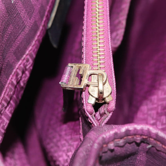 FENDI Zucca Canvas Tote Bag PVC Gold Purple Auth ka3759A