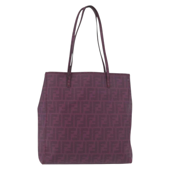 FENDI Zucca Canvas Tote Bag PVC Gold Purple Auth ka3759A